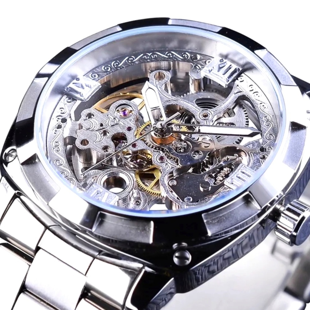 Forsining Mens Skeleton Mechanical Waterproof Luxury Watch Great  Gift Idea